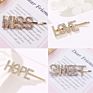 Crystal Words Hair Pins Glitter Letter Bobby Pins Metal Bling Barrettes Hairgrips Rhinestones Letter Hair Clips