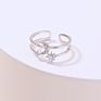 Customize Double Opening Design Adjustable Star Moon Zircon Diamond Wedding Rings Silver Jewelry Women