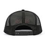 Customized 5 Panel Black Flat Brim Structured Embroidered Logo Mesh Back Snapback Closure Trucker Hat