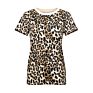 Customized Crew Neck Short Sleeve Leopard Women T Shirt Top