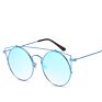 Customized Retro round Sunglasses Unisex Designer Classic Female Men Mirror Uv400 Protected Double Bridge Sunglasses