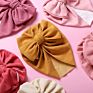 Cute Bear Ear Bowknot Turban Hats Sweet Soft Elastic Caps for Newborn Baby Boy Girls Headwraps