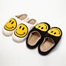 Cute Carton Cotton Bedroom House Slippers Smile Face Plush Toy Happy Smiley Face Slippers Fur Slides Slippers for Women Ladies