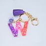 Cute English Letter Pendant Key Chains Ring Tassel Keyring Resin Acrylic Initial Car Handbag Keychain Holder Accessories Jewelry