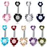 Cute Shining Multicolor Crystal Belly Ring Bling Belly Rings Double Heart Belly Rings Body Piercing