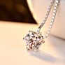 Czcity Classic White Gold Plated Six Claws Cubic Zirconia 925 Sterling Silver Cz Diamond Pendant Necklace for Women Jewelry Gift