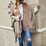 D12226 Style Loose Casual Stripe Print Tassels Cardigan Ladies Sweater Tops Knitted Jacket