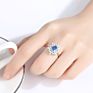 Daidan Wedding Rings Engagement Silver Ring 925 Sterling Oval Blue Green Flower Shape Gemstone Rings