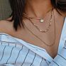Dainty 18K Gold Curb Chain Coin Disc Pendant Necklace Multilayer Layered Stacking Necklace for Women Jewelry