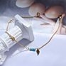 Dainty Charm Titanium Steel Anklets Chain Blue Turquoise Bead Wing Pendant Anklet Ankle Bracelets Woman Foot Jewelry