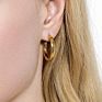 Dainty Minimalist round Hollow Huggie Piercing Arete Gold Colored C Shape Earring Statement Lightweight Chunky Open Hoop Earring