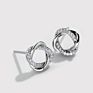 Damila Jewelry Sterling Silver 925 Gold Plated Twisted Circle Earrings Stud for Girls