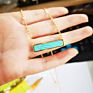 Delicate Turquoise Black White Bar Necklace Dainty Gold Howlite Marble Wedding Pendant Necklace