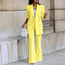 Design Autumn Two Piece Work Jacket Suit Women Single Button Purple Blazer Coat Pants Sets