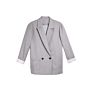 Design Patchwork Outfit Knitted Woolen Jacket Grey Suit Coat Oversize Lady Trench Coat