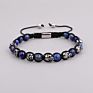 Design Stainless Steel Skull Bracelets Charm Beads Natural Stone Handmade Woven Men Jewelry Beads Macrame Bracelet Men