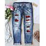 Distressed Cotton plus Size Pantalon Chic Straight Leg Slim Fit Denim Trousers Hip Hop Ripped Patchwork Jeans Women