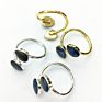 Double Kyanite Quartz Rings Teardrop Blue Gemstone Rings Gold and Silver Plated Rings for Women Elegant Christmas