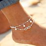 Double Pearl Anklet Handmade Anklet Beads Ladies Beach Anklets Turkish Eye Pendant