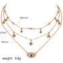 Drop Shipping Gold Plated Evil Eye Star Rhinestone Layered Choker Necklace Collar Gargantilla
