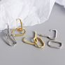 Dylam Heavy Metal Earrings 925 Drop Earing Gold Large Square Hoop Statement Wap U Shaped Geometric Earring