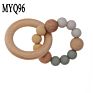 Eco-Friendly Baby Teething Toy Non-Toxic Wooden Bracelet Teething Bpa Free Silicone Teether Wooden Bracelet Teethers