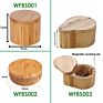 Eco-Friendly Kitchen Products Bamboo Wood Triple Salt Spices Storage Container Box with Magnetic Swivel Lids