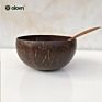 Eco-Friendly Natural Coconut Shell Bowl with Spoon Wood Fruit Mixing Salad Coconut Bowl