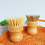 Eco Friendly Bamboo Palm & Sisal Bristles round Mini Scrub Brush Pot Brush Dish Scrubber Natural Kitchen Cleaning Scrubber