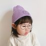 Ee282 Knit Beanies Kids Smile Face Knitted Beanie Hats Skull Cap Slouchy Cuffed Smile Printing Toddler Warm Beanie Caps