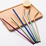 Eeo-Friendly Reusable Drinking Straws Set with Bag Customized Logo 304 Stainless Steel Metal Straw