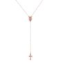 Elegant Long Cross Pendant Necklace Religious Rosary Necklace Dainty Gold Plated Cross Necklace for Women