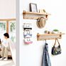 Entryway Wall Mounted Wooden Hanging Shelf with 4 Key Hooks