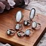 European American Opal 8-Piece Foreign Trade Retro Ring Set Aquamarine Ring Jewlery