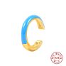European and American 925 Sterling Silver Geometric C-Shaped Ear Cuff Enamel Hoop Earrings