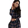 European and American Autumn Ladies Plaid Ruffle Dress Cotton Plaid Long Sleeve Stand Collar Loose Skirt