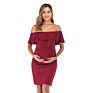 European and American Dress for Women Ruffle off Shoulder Word Collar Pregnant Women Dress Long Skirts