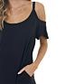European and American Loose Waist Cotton Sling Dress Solid Color Ruffled Temperament Commuter Women's Dress