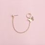 European Long Circle Link Chain Butterfly Clip on Earring Single One Piece Butterfly Stud Earring