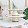 European Style round Luxury Decorative Gold Wedding Ceramic Cake Stand with Glass Cover