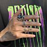 Exaggerated Skull Python Men's Ring Set Retro Gothic Metal Three-Dimensional Animal Bull Head Ring