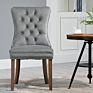 Exquisite and Gratifying Gray Velvet Upholstered Back Button Tufted Nailhead Solid Wood Legs Kitchen Dining Chair Us Inventory
