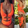 Eye Catching Orange Swimsuits Ring Design Hollow Out Women One Piece Swimsuit