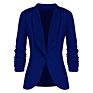 Fall Solid Color Simple Lady Office Blazer Jacket 3/4 Stretchy Ruched Sleeve Open Front Business Blazer for Women