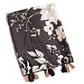 Fashionable Elegant Ladies Scarves Floral Printing Black Scarf Beach Shawls with Tassels