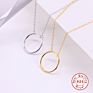 Fashionable Simple Jewelry round Open Circle Pendant Clavicle Chain Silver Necklace
