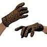 Fashional Leopard Print Poly Cotton Jersey Metal Trim Details Short Fur Lined Ladies Gloves