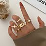 Finetoo Punk Simple Cross Finger Rings for Women Girls Pearl Heart Twist Ring Set Trend Jewelry