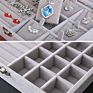 Flannelette Tray Showcase Display Ring Luxury Glass Velvet Jewelry Box Organizer Velvet Storage Boxes