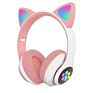 Flash Light Cute Cat Ears Wireless Headphones with Mic Can Control Led Kid Girl Stereo Music Helmet Game Headset Gift